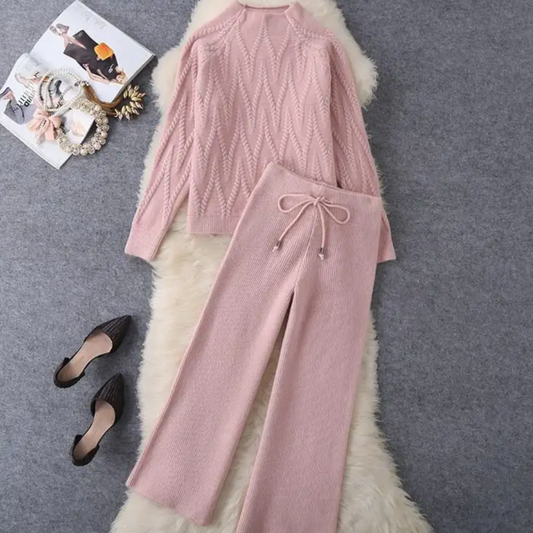 Pink Long Sleeve Two Piece Set