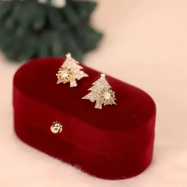 Snowflake Christmas Tree Earrings