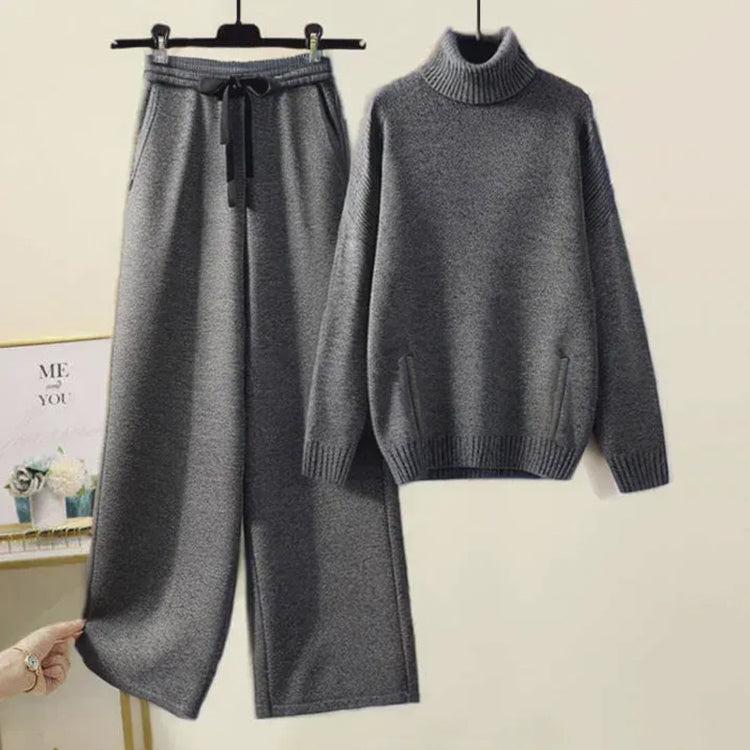 Cozy Plain Mock Neck Two Piece Set