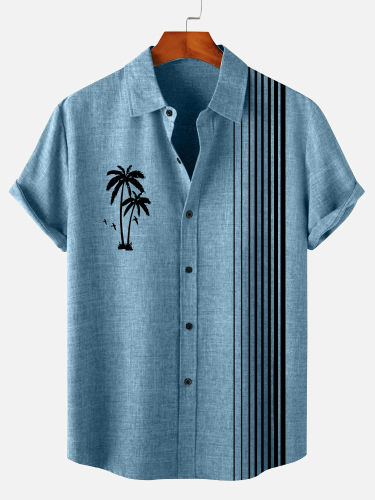 Men's Vintage Hawaiian Blue Short Sleeve