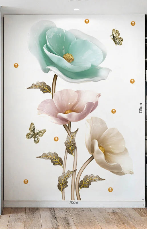 Eleganter Blumen-Wanddekor-Aufkleber