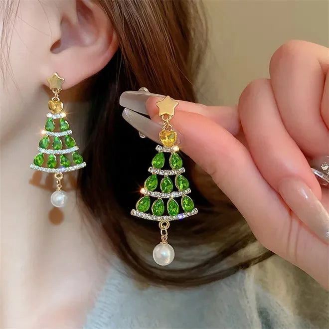 Christmas Tree Pearl Earrings