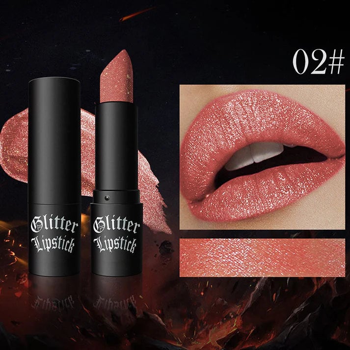 Matte, langhoudende lippenstift met glitters