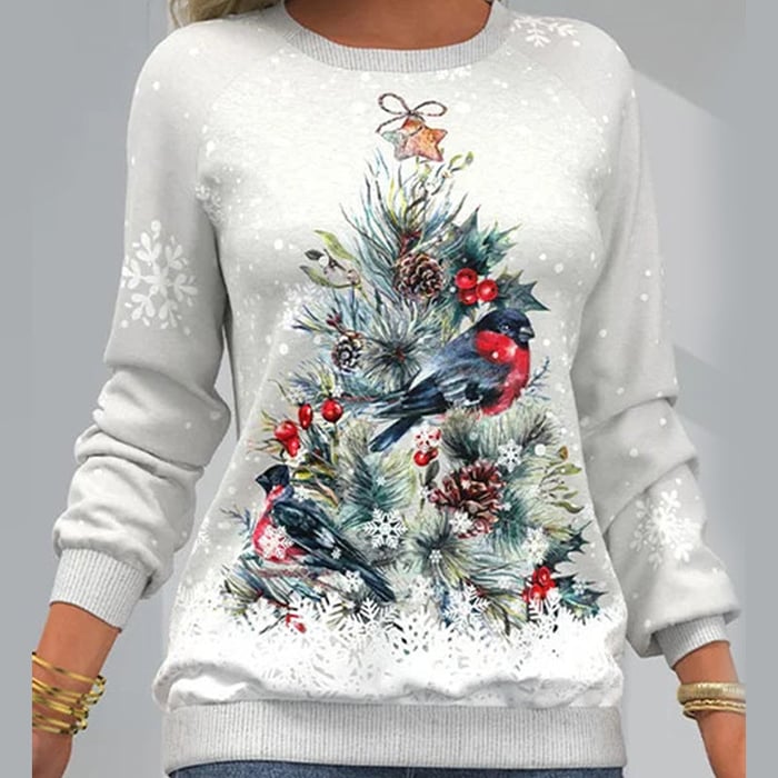 Pullover mit kreativem Weihnachts baum druck