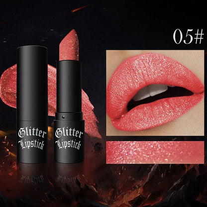 Matte, langhoudende lippenstift met glitters