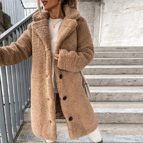 Manteau en fausse laine pour femmes