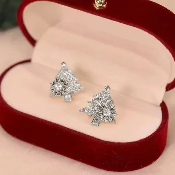 Snowflake Christmas Tree Earrings