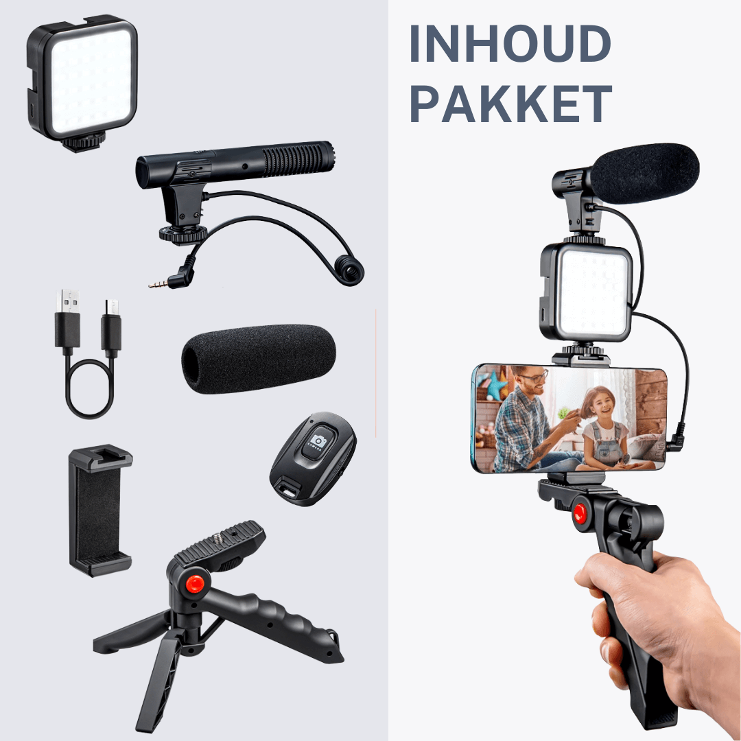 Vlog Kit - 4-in-1 Complete Oplossing voor Professionele Video's en Foto's