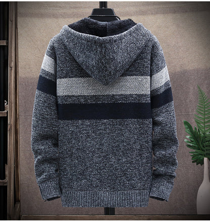 Hætteklædt stribet sweater til mænd