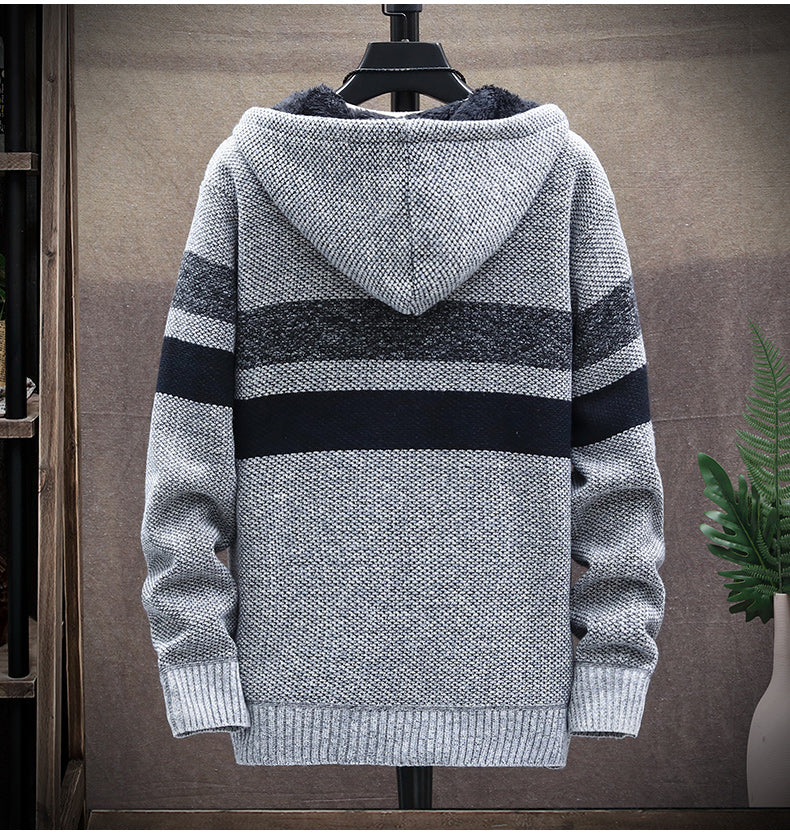 Hætteklædt stribet sweater til mænd