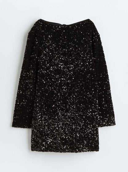 Sequined Mini Dress with Tie Back