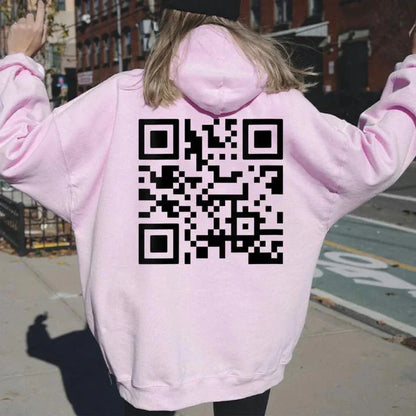 Unisex F-You QR Code Jas met Capuchon - Comfortabele oversized fit