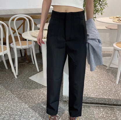 Pantalon droit taille haute à la mode