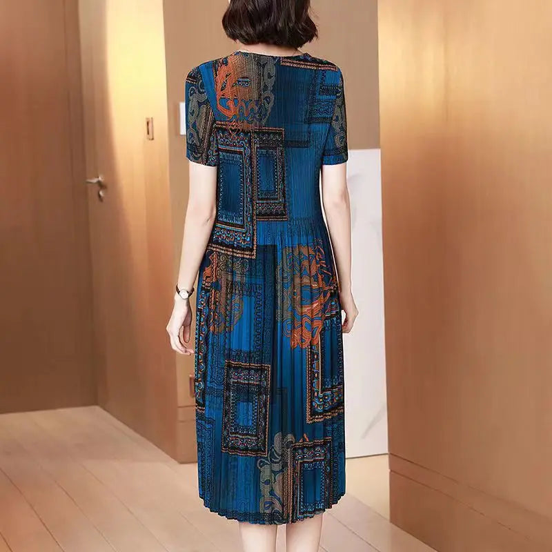 Geometrische print modieuze jurk
