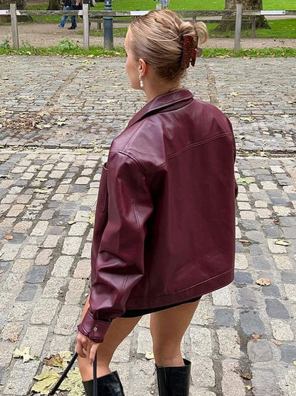 Damen Lederjacke mit Reißverschluss