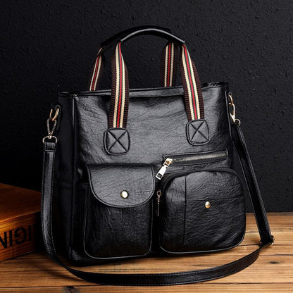 Ruime Retro Leren Tas – Multifunctionele Stijl en Ruimte