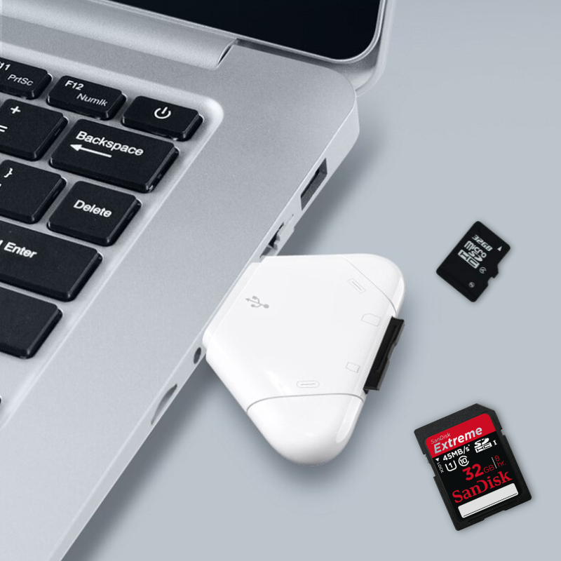 3-In-1 Driehoekige Kaartlezer - Ondersteunt SD en microSD