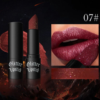 Matte, langhoudende lippenstift met glitters