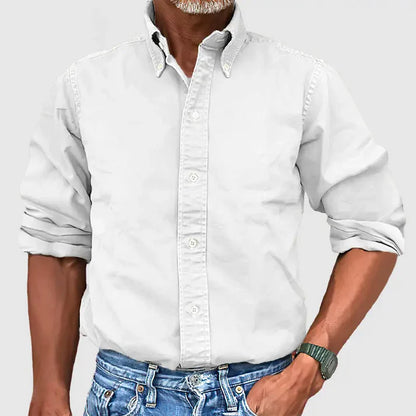 Heren Knoopsluiting Overhemd | Klassiek Casual Shirt met Lange Mouwen