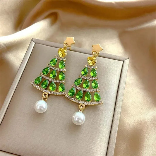Christmas Tree Pearl Earrings
