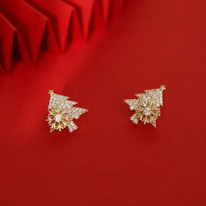 Snowflake Christmas Tree Earrings