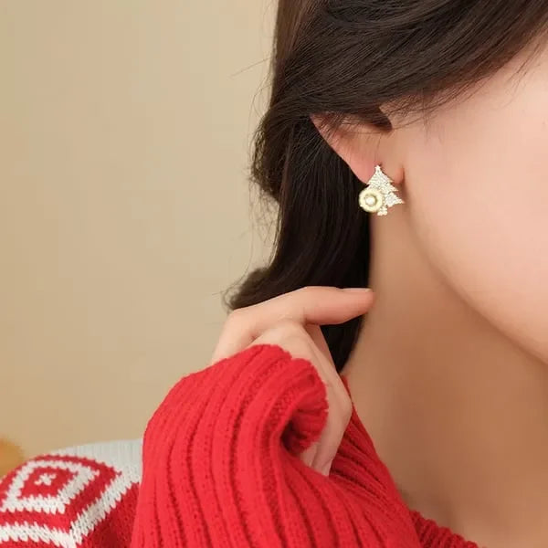 Snowflake Christmas Tree Earrings