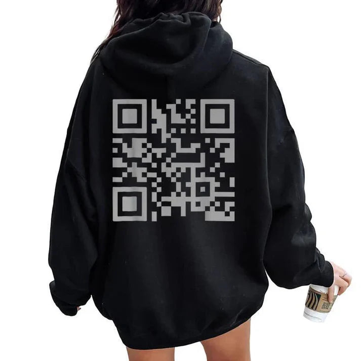 Unisex F-You QR Code Jas met Capuchon - Comfortabele oversized fit