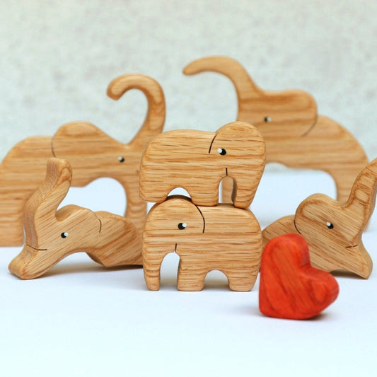 Elephant Wooden Mother And Child