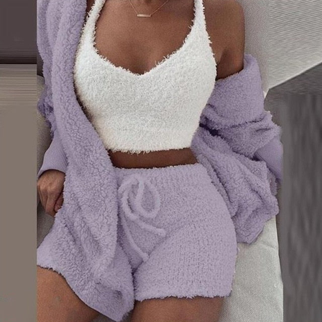 Flauschiges Pyjama-Set für Damen