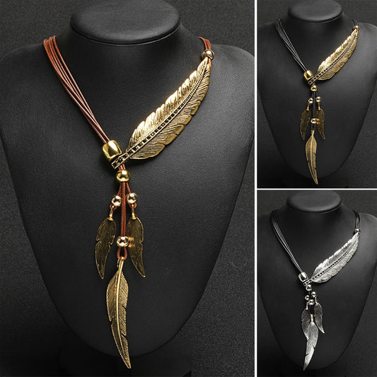 Necklace Alloy Feather