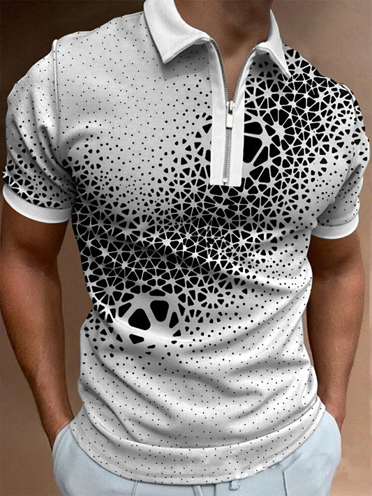 Dot Printed Short Sleeve Polo Shirts