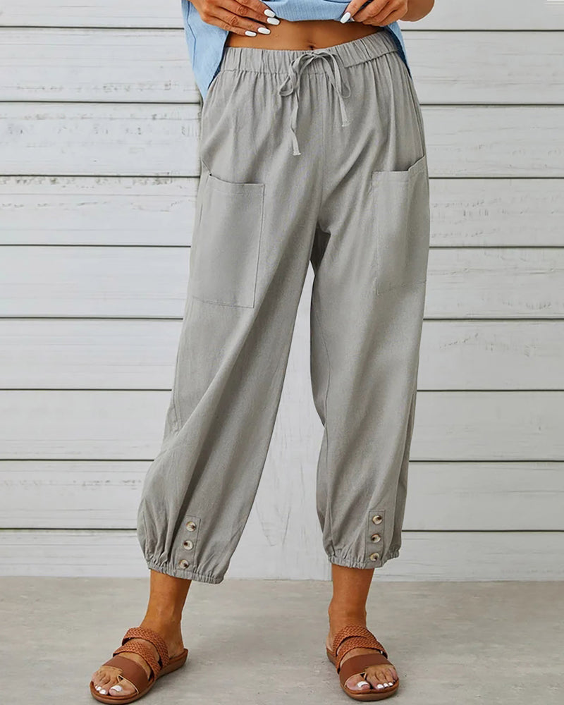 Elastic Waist Wide Leg Pants