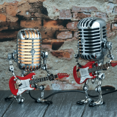 Retro Style Microphone Guitar Lamp