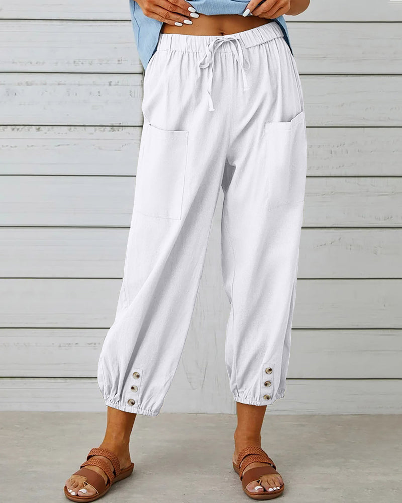 Elastic Waist Wide Leg Pants