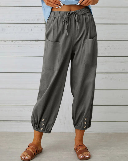 Elastic Waist Wide Leg Pants