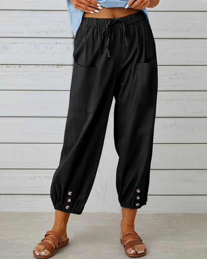 Elastic Waist Wide Leg Pants