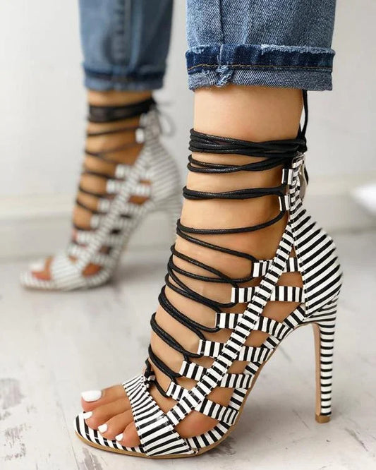 Heel Sandals Cross Straps