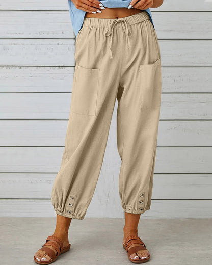 Elastic Waist Wide Leg Pants