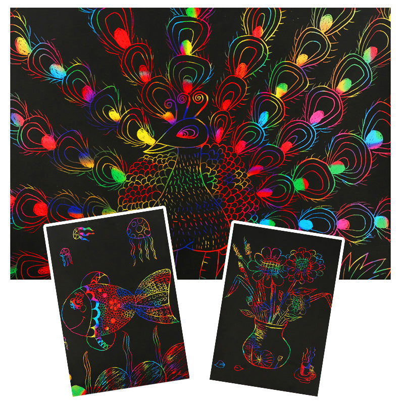 Rainbow Scratch Art Paper Cards