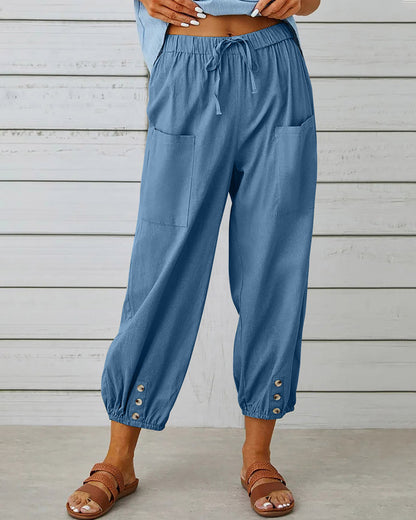 Elastic Waist Wide Leg Pants