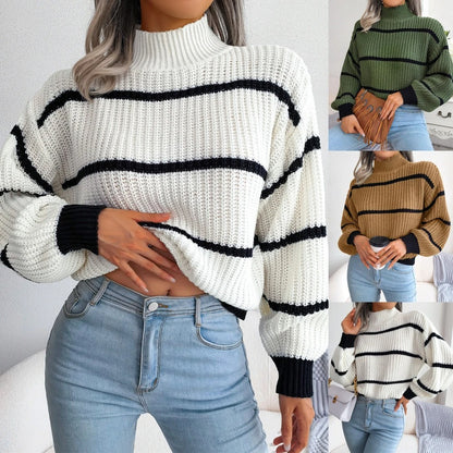 Striped Print Longsleeve Turtleneck