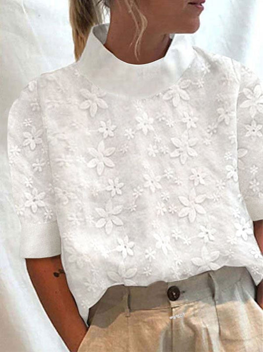 Chic Commute Lace Hollow White Blouse