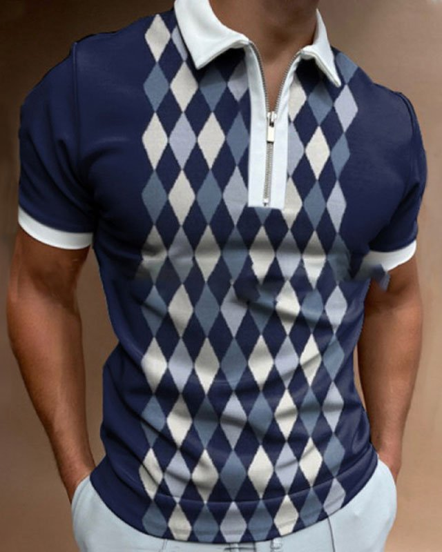 Diamond Print Polo Shirt