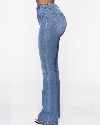 Dames flare jeans met hoge taille - Omarm Retro Vibes