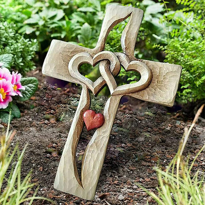 Hearts Wooden Cross