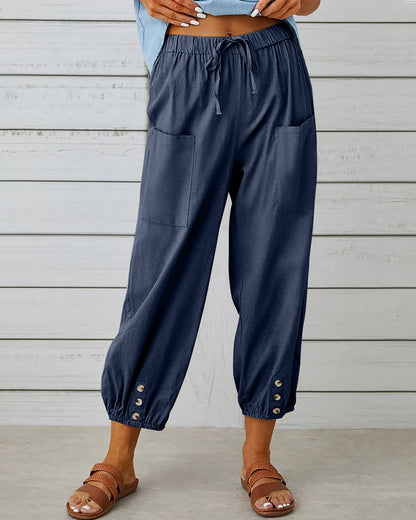 Elastic Waist Wide Leg Pants