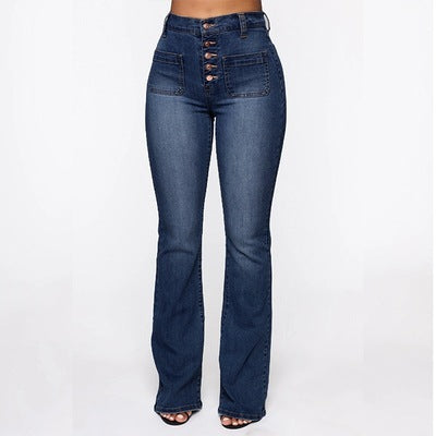 Women Flare Jeans Button Fly