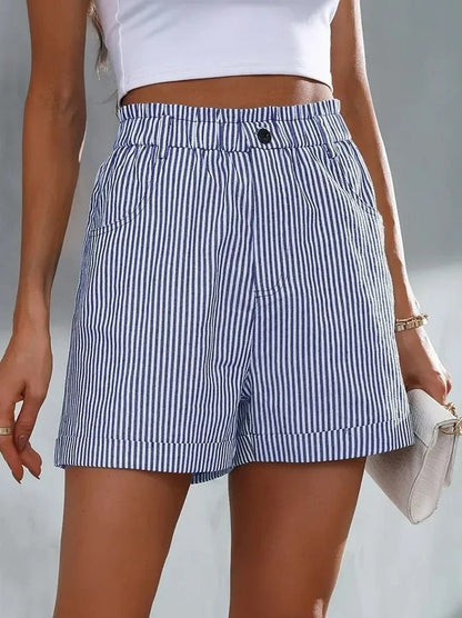 High-Waist Striped Shorts