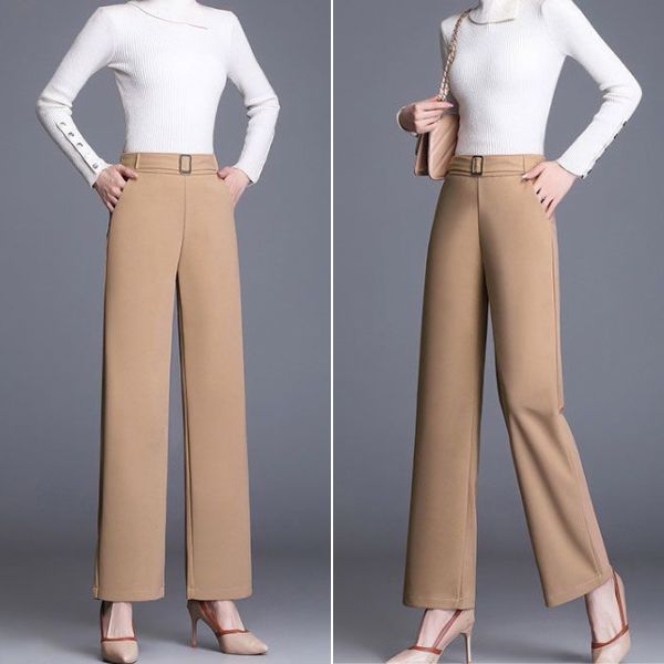 Fashion Woolen Wide Leg Pants