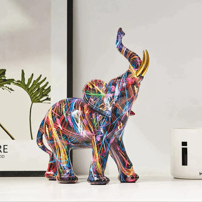 Graffiti Colorful Elephant Figurine